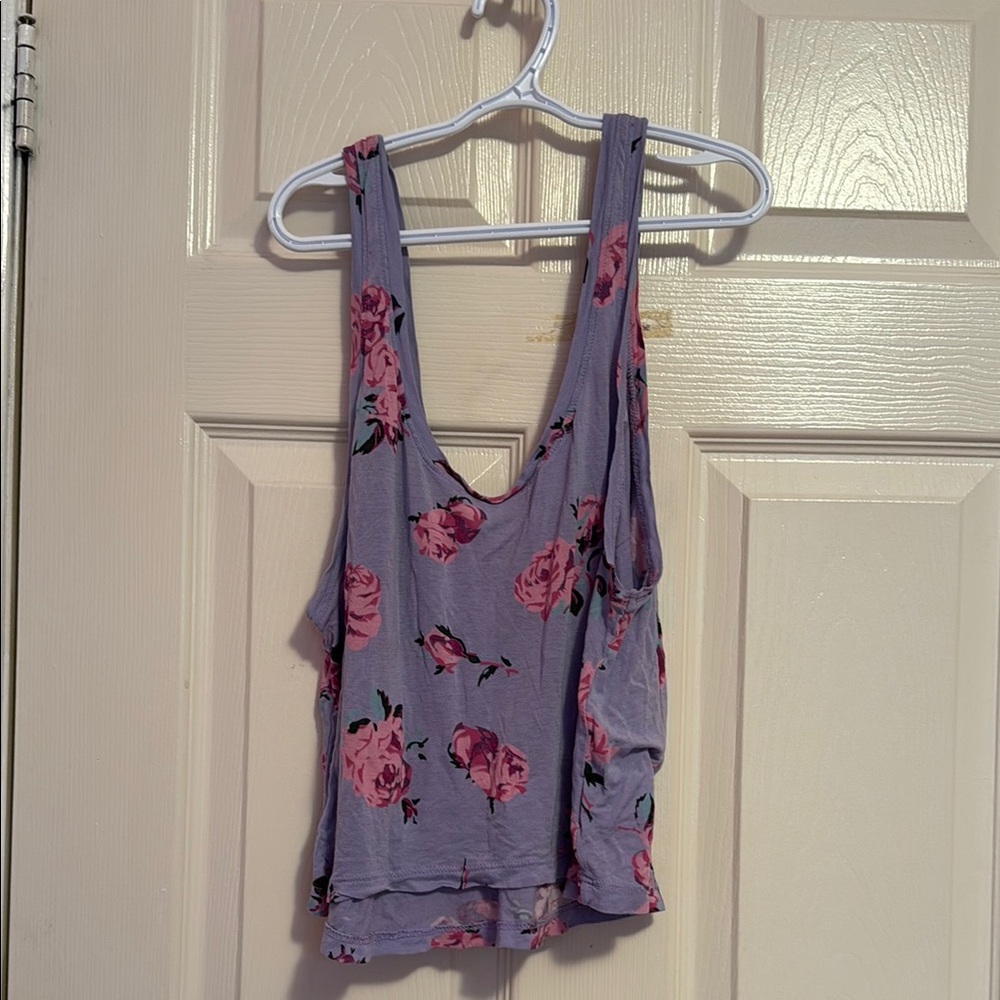 Talula Purple Ruffled Crop Tank Top
